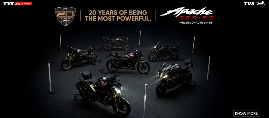 AN ICON TURNS 20 – TVS Apache Celebrates 20 Years with Limited-Edition Variants & Premium Upgrades